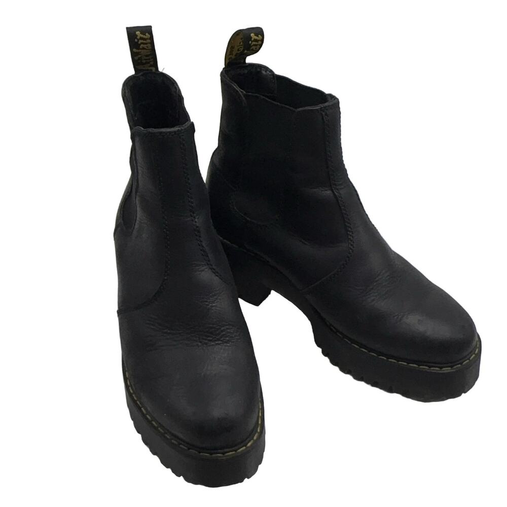 Dr. Martens Rometty Black Leather Platform Chelsea Boots Women's US 9